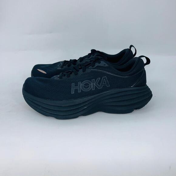 HOKA MENS BONDI 8 BLACK MESH LIGHT COMFORTABLE ROBUST RUNNING SHOES SIZE 10D main image 4
